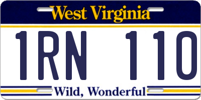 WV license plate 1RN110