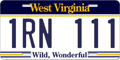 WV license plate 1RN111