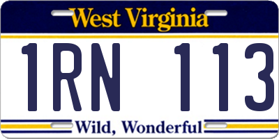 WV license plate 1RN113