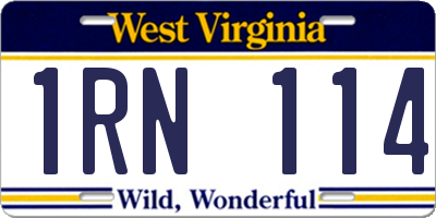 WV license plate 1RN114