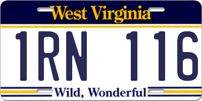 WV license plate 1RN116