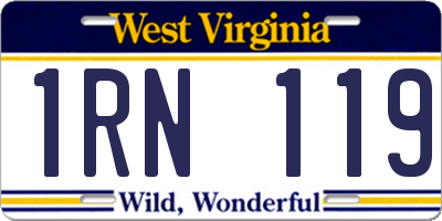 WV license plate 1RN119