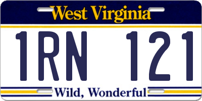 WV license plate 1RN121