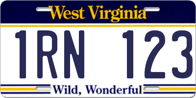 WV license plate 1RN123