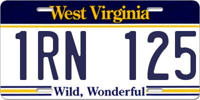 WV license plate 1RN125