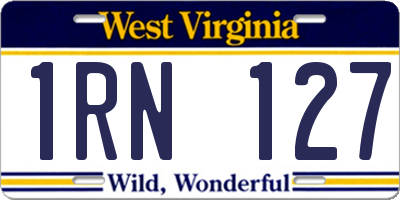 WV license plate 1RN127