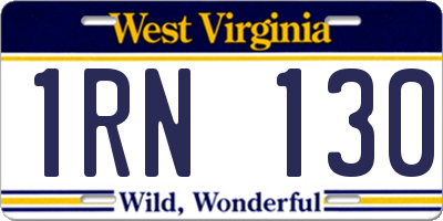WV license plate 1RN130
