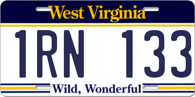 WV license plate 1RN133
