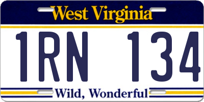 WV license plate 1RN134