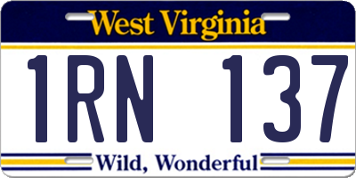 WV license plate 1RN137