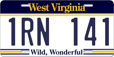 WV license plate 1RN141