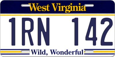 WV license plate 1RN142