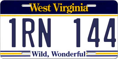 WV license plate 1RN144