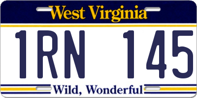 WV license plate 1RN145