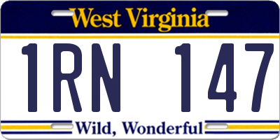 WV license plate 1RN147