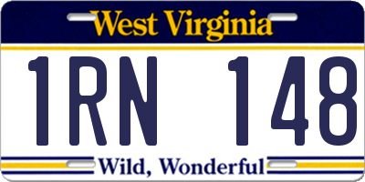 WV license plate 1RN148