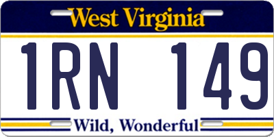 WV license plate 1RN149