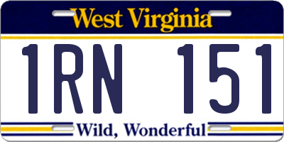 WV license plate 1RN151