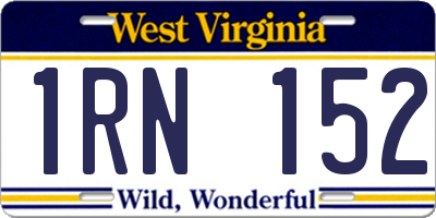 WV license plate 1RN152