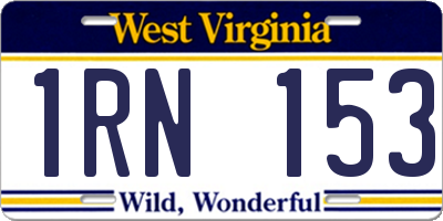 WV license plate 1RN153