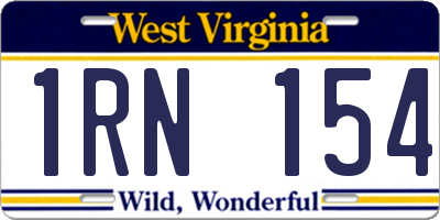 WV license plate 1RN154
