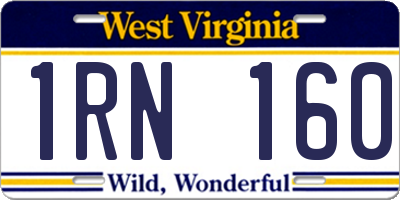 WV license plate 1RN160