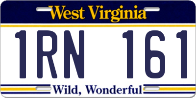WV license plate 1RN161