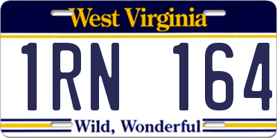 WV license plate 1RN164