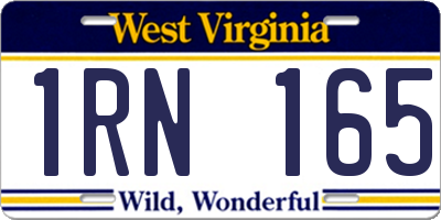 WV license plate 1RN165