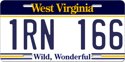 WV license plate 1RN166