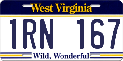 WV license plate 1RN167