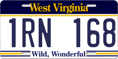 WV license plate 1RN168