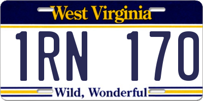 WV license plate 1RN170