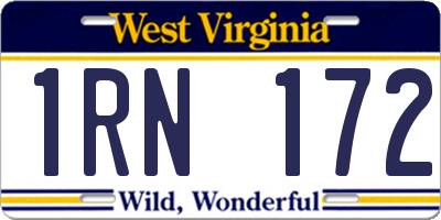 WV license plate 1RN172