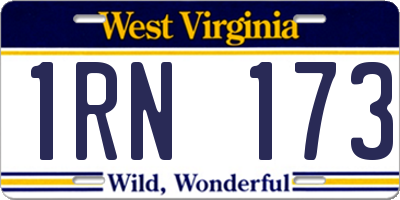 WV license plate 1RN173
