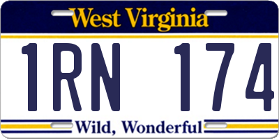 WV license plate 1RN174