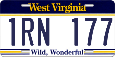 WV license plate 1RN177