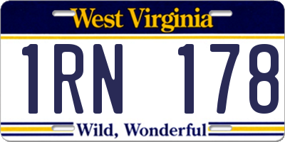 WV license plate 1RN178