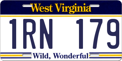 WV license plate 1RN179