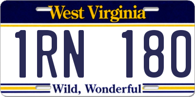 WV license plate 1RN180