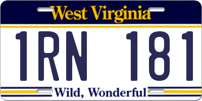 WV license plate 1RN181