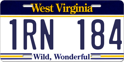 WV license plate 1RN184