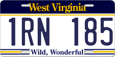 WV license plate 1RN185