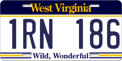 WV license plate 1RN186