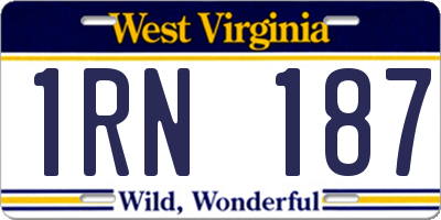 WV license plate 1RN187
