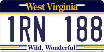 WV license plate 1RN188