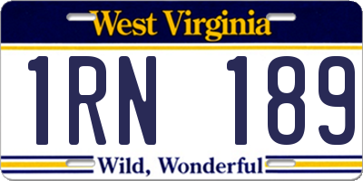 WV license plate 1RN189