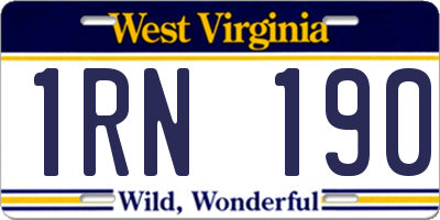 WV license plate 1RN190