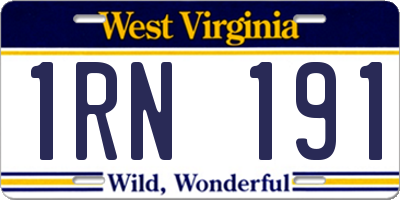 WV license plate 1RN191