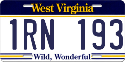 WV license plate 1RN193